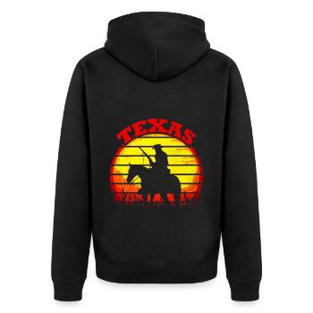 Cowboy Texas Sunset Vintage Retro - Unisex Premium Organic Zip Hoodie - black - Back - Nico (187cm)