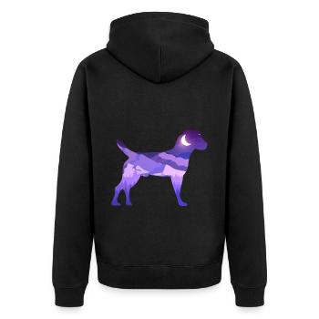 Heather Terrier Moon Mountains Silhouette Purple Vector - Unisex Premium Organic Zip Hoodie - black - Back - Nico (187cm)
