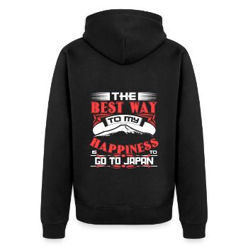 Japan Geisha Nippon Geschenkidee - Unisex Premium Bio Zip Hoodie - Schwarz - Hinten - Nico (187cm)