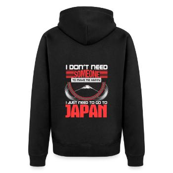 Japan Manga Nippon Geschenkidee - Unisex Premium Bio Zip Hoodie - Schwarz - Hinten - Nico (187cm)