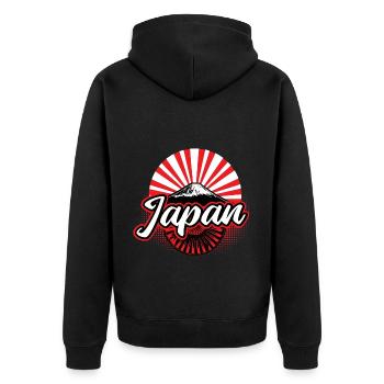 Japan Sakura Nippon Geschenk - Unisex Premium Bio Zip Hoodie - Schwarz - Hinten - Nico (187cm)