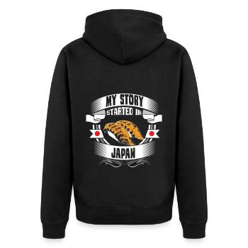 Japan Tokyo Japaner Geschenkidee - Unisex Premium Bio Zip Hoodie - Schwarz - Hinten - Nico (187cm)