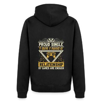 Single independence - Unisex Premium Organic Zip Hoodie - black - Back - Nico (187cm)