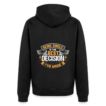 Single Zu Haben Party Geschenk - Unisex Premium Bio Zip Hoodie - Schwarz - Hinten - Nico (187cm)