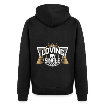 Single Independence Love Gift - Unisex Premium Organic Zip Hoodie - black - Back - Nico (187cm)