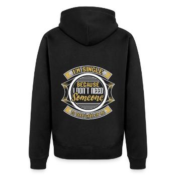 Single Unabhängigkeit Party Geschenk - Unisex Premium Bio Zip Hoodie - Schwarz - Hinten - Nico (187cm)