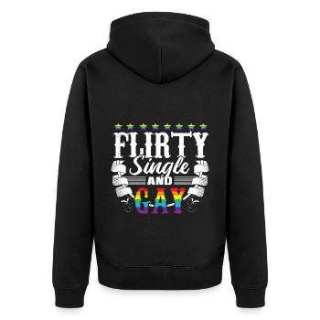 Gay Single Love Gift Idea - Unisex Premium Organic Zip Hoodie - black - Back - Nico (187cm)