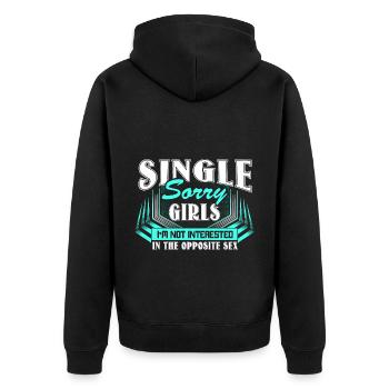 Gay Single Queer Homo - Unisex Premium Bio Zip Hoodie - Schwarz - Hinten - Nico (187cm)