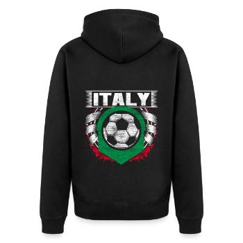 Italien Fußball Italy Ball - Unisex Premium Bio Zip Hoodie - Schwarz - Hinten - Nico (187cm)