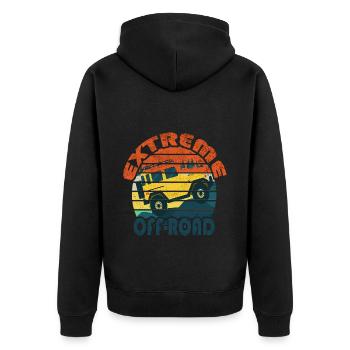 Extreme Off Road Retro Vintage Cartoon - Unisex Premium Bio Zip Hoodie - Schwarz - Hinten - Nico (187cm)
