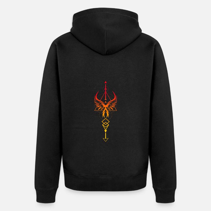 Symbole verticale phénix Valkyrie - Veste à capuche bio Premium Unisexe - noir