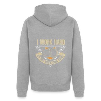 Ehe Hochzeit Geschenk - Unisex Premium Bio Zip Hoodie - Grau meliert - Hinten - Nico (187cm)