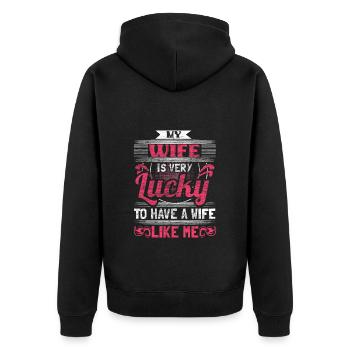 Homo Ehe LGBT+ Geschenk - Unisex Premium Bio Zip Hoodie - Schwarz - Hinten - Nico (187cm)