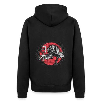 Japan Tokyo Origin Gift - Unisex Premium Organic Zip Hoodie - black - Back - Nico (187cm)