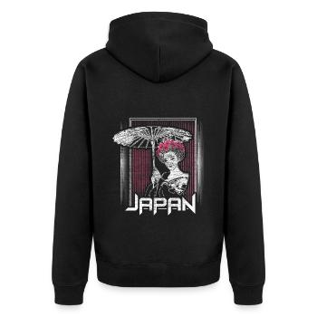 Cadeau du drapeau geisha du Japon - Veste à capuche bio Premium Unisexe - noir - Dos - Nico (187cm)