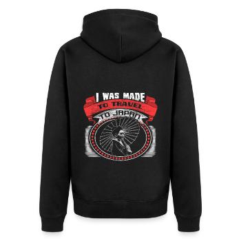Japan Senpai Japaner - Unisex Premium Bio Zip Hoodie - Schwarz - Hinten - Nico (187cm)