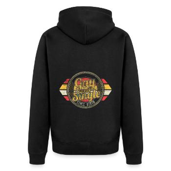 Lesbisch Single LGBT - Unisex Premium Bio Zip Hoodie - Schwarz - Hinten - Nico (187cm)