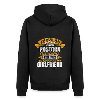 Single Stolz Spruch - Unisex Premium Bio Zip Hoodie - Schwarz - Hinten - Nico (187cm)