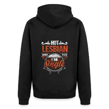 Lesbisch Single Pride Beziehung Geschenkidee - Unisex Premium Bio Zip Hoodie - Schwarz - Hinten - Nico (187cm)