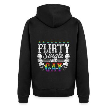 Gay Single LGBT+ Love Gift Idea - Unisex Premium Organic Zip Hoodie - black - Back - Nico (187cm)