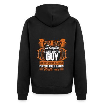 Gay Single Love Partnership Gift Idea - Unisex Premium Organic Zip Hoodie - black - Back - Nico (187cm)