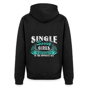Gay Single Queer Pride - Unisex Premium Bio Zip Hoodie - Schwarz - Hinten - Nico (187cm)