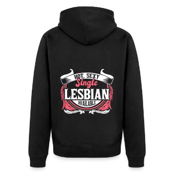 Lesbisch Single Pride - Unisex Premium Bio Zip Hoodie - Schwarz - Hinten - Nico (187cm)