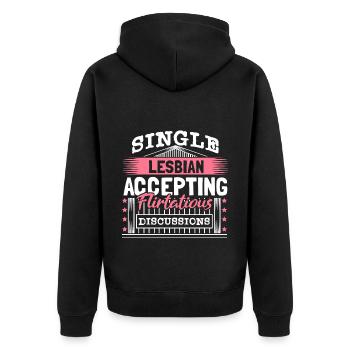 Lesbisch Single LGBT+ Queer - Unisex Premium Bio Zip Hoodie - Schwarz - Hinten - Nico (187cm)