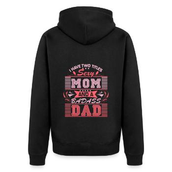 Single Mother Mum Respect - Unisex Premium Organic Zip Hoodie - black - Back - Nico (187cm)