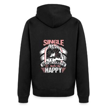 Single Mother Mom Pregnant Gift - Unisex Premium Organic Zip Hoodie - black - Back - Nico (187cm)