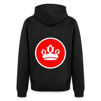 Krone Silhouette - Unisex Premium Bio Zip Hoodie - Schwarz - Hinten - Nico (187cm)