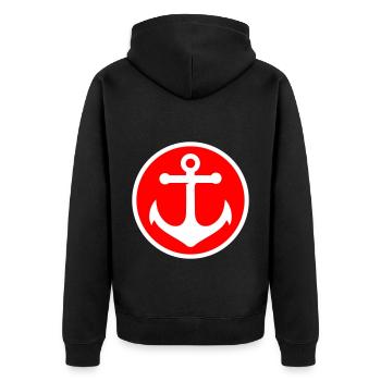 Anchor Icon - Unisex Premium Organic Zip Hoodie - black - Back - Nico (187cm)