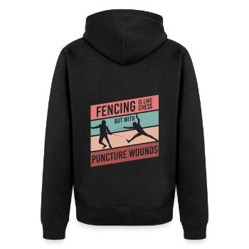 Sport Duel Fighter Sports Fencing - Unisex Premium Organic Zip Hoodie - black - Back - Nico (187cm)