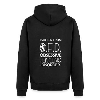 Fechten Degen Fechterin Sportfechten - Unisex Premium Bio Zip Hoodie - Schwarz - Hinten - Nico (187cm)