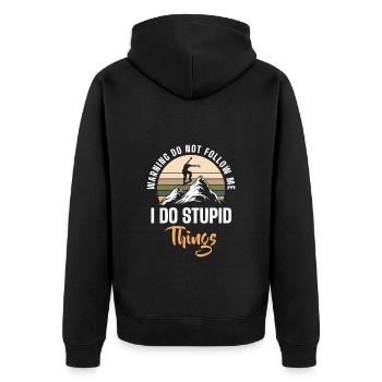 Idiot Funny Party - Unisex Premium Organic Zip Hoodie - black - Back - Nico (187cm)