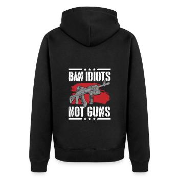 Idiot Humor Böse Bürohumor - Unisex Premium Bio Zip Hoodie - Schwarz - Hinten - Nico (187cm)