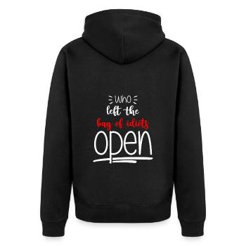 Idiot Evil Provocation - Unisex Premium Organic Zip Hoodie - black - Back - Nico (187cm)
