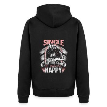 Single Mother Mum Son Gift - Unisex Premium Organic Zip Hoodie - black - Back - Nico (187cm)