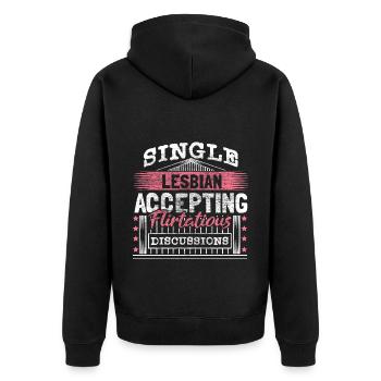 Lesbisch Single LGBT - Unisex Premium Bio Zip Hoodie - Schwarz - Hinten - Nico (187cm)