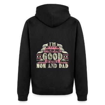 Single Mom Mommy Respect - Unisex Premium Organic Zip Hoodie - black - Back - Nico (187cm)