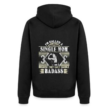 Idée cadeau mère célibataire fille - Veste à capuche bio Premium Unisexe - noir - Dos - Nico (187cm)