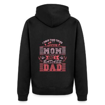 Single Mom Mama - Unisex Premium Organic Zip Hoodie - black - Back - Nico (187cm)