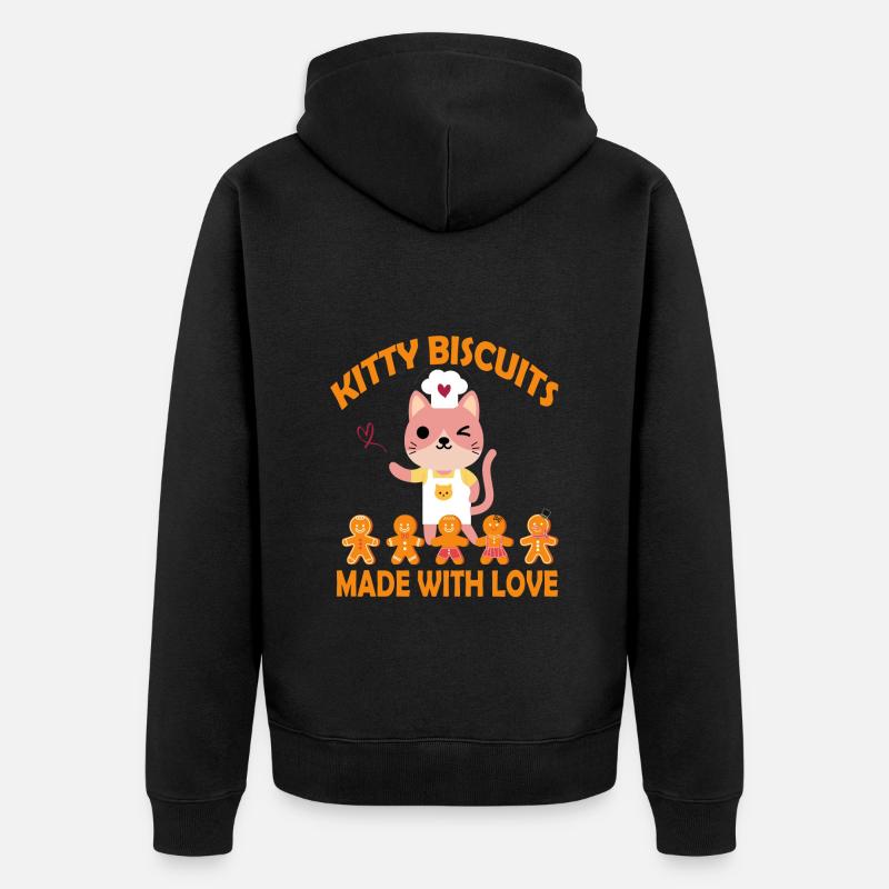 Biscuits Kitty faits avec amour - Veste à capuche bio Premium Unisexe - noir