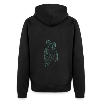 Tête de loup one line - Veste à capuche bio Premium Unisexe - noir - Dos - Nico (187cm)