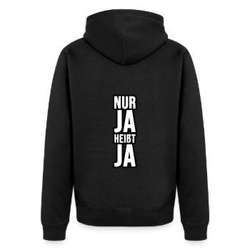 Only Yes means Yes! Nur Ja heißt Ja! - Unisex Premium Bio Zip Hoodie - Schwarz - Hinten - Nico (187cm)