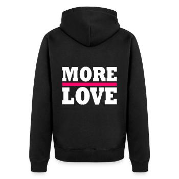 More love - Unisex Premium Organic Zip Hoodie - black - Back - Nico (187cm)