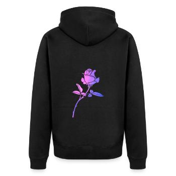 Silhouette der bunten Blumenrose - Unisex Premium Bio Zip Hoodie - Schwarz - Hinten - Nico (187cm)