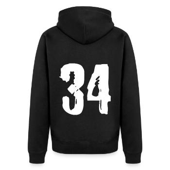 Maillot à 34 numéros - Veste à capuche bio Premium Unisexe - noir - Dos - Nico (187cm)