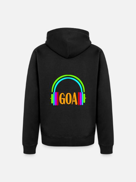 kopfhörer goa - Unisex Premium Bio Zip Hoodie - Schwarz