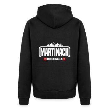 martinach - Unisex Premium Bio Zip Hoodie - Schwarz - Hinten - Nico (187cm)